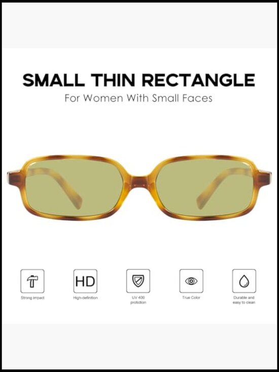 Retro Narrow Rectangle Sunglasses with UV400 Protection main image 7